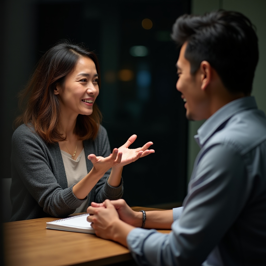 Sesiune de coaching individual între un consultant și un manager de echipă